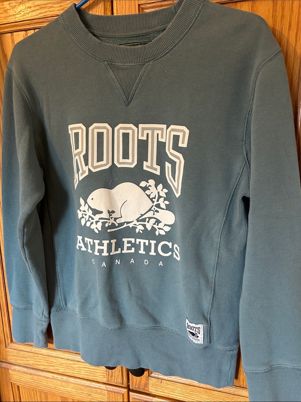 Roots Teal Crewneck Sweatshirt with White Logo